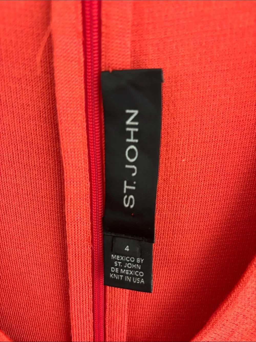 St. John V-Neck Santana Knit Midi Dress in Coral